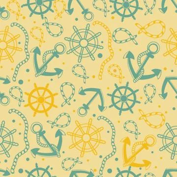 Seamless pattern with white anchors Stock-Illustration