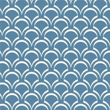 Seamless pattern white and blue wave Japanese vector background Stock Illustration