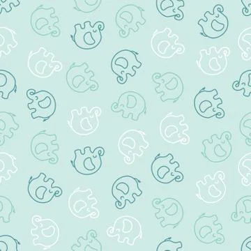 Seamless pattern with white and blue elephants Stock Illustration