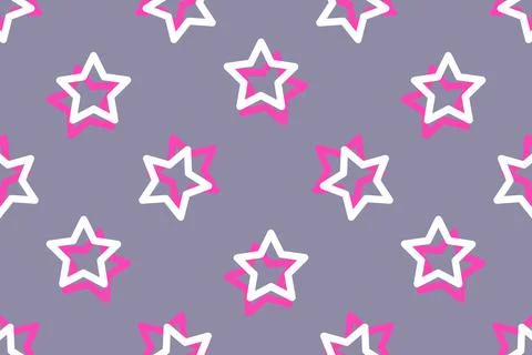 Seamless pattern of white and pink stars Stock Illustration