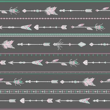 Seamless pattern white arrows, boho style Stock Illustration