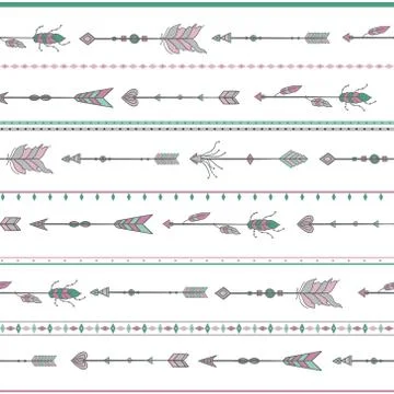 Seamless pattern white arrows, boho style Stock Illustration