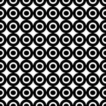 Seamless pattern. White background with black circles . Vector illustration.	 Illustrazione stock