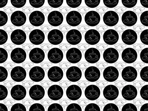 Seamless pattern on a white background with black and white silhouettes of... Stock Photos