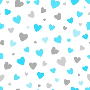 Seamless pattern white background with blue and silver hearts. design for h.. イラスト素材