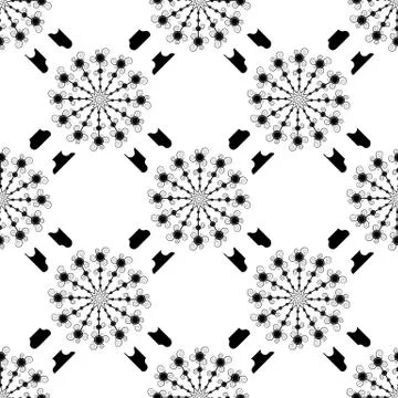 Seamless pattern on white background. Floral stylish background with snowflak Stock Illustration