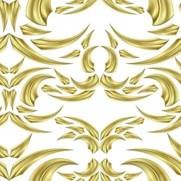 Seamless pattern on a white background of gold triangles with highlights Stock Illustration
