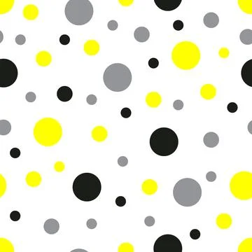 Seamless pattern. White background with gray yellow black circles . Vector. Illustrazione stock