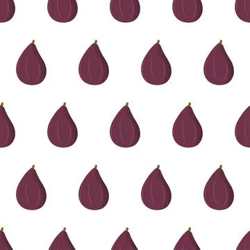 Seamless pattern on white background with hand drawn vector purple fig fruit. Illustrazione stock