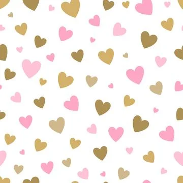 Seamless pattern white background with pink and gold hearts. design for hol.. イラスト素材