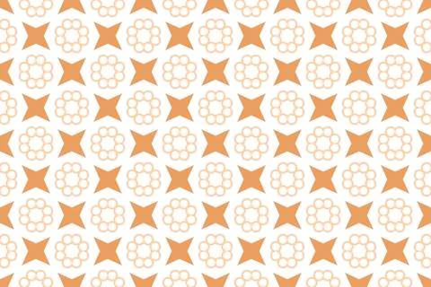 Seamless pattern. White background, shaped circle flowers and stars in brown  イラスト素材