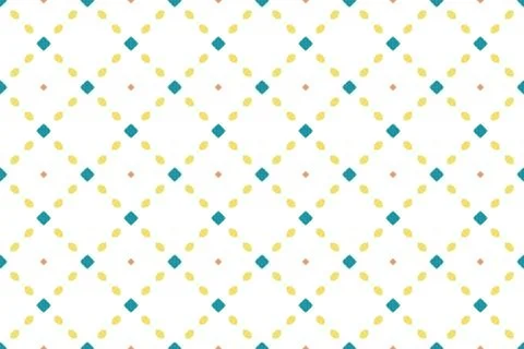Seamless pattern. White background, shaped lemons, squares in yellow, brown a Stock Illustration