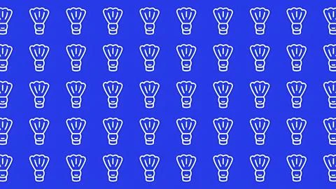 Seamless Pattern of White Badminton Shuttlecock Outline Icons on a Vibrant .. Stock Illustration