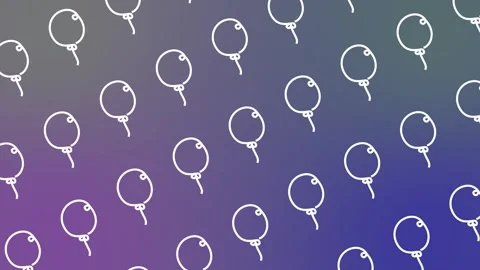 Seamless pattern with white balloon line icons on a purple gradient background Stock Footage 329383575