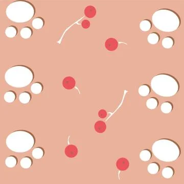 Seamless pattern with white bear steps and rowan Stock Illustration