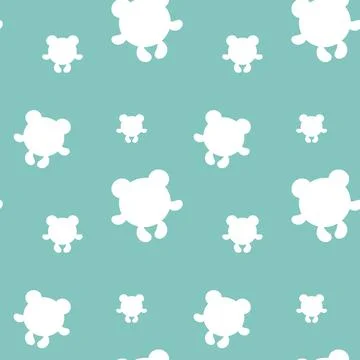 Seamless pattern with white bears on blue background Stock Illustration