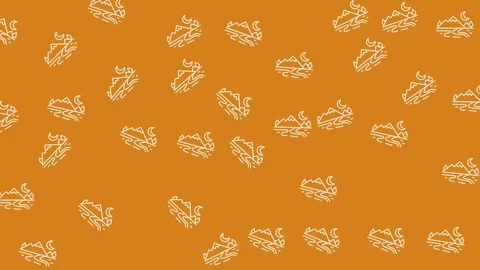 Seamless Pattern of White Binocular Line Icons on Vibrant Orange Background Stock Footage 345539109