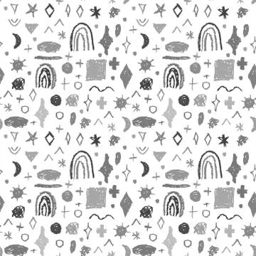 Seamless pattern white black gray lines chalk grid design, abstract simple sc 스톡 일러스트