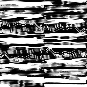 Seamless pattern white black horizontal lines chalk grid design abstract simp Stock Illustration