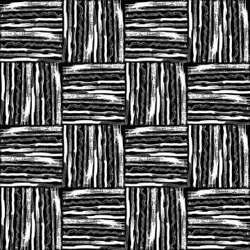 Seamless pattern white black square lines chalk grid design abstract simple s Stock Illustration