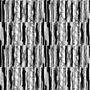 Seamless pattern white black vertical lines chalk grid design abstract simple Stock Illustration