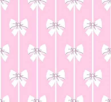 Seamless pattern with white bows arranged in vertical stripes on a soft pin.. Illustrazione stock