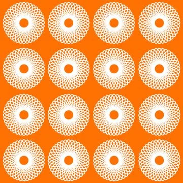 Seamless pattern with white circles on orange background Stock Illustration