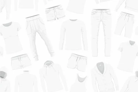 Seamless pattern of white clothes Stock Illustration