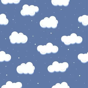 Seamless pattern with white cloud and snowflakes Stock Illustration