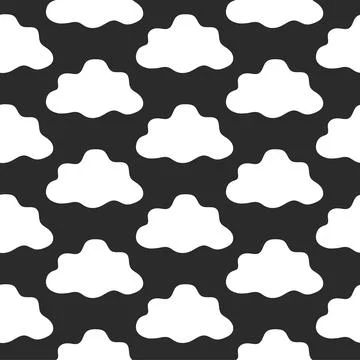 Seamless Pattern of White Clouds on Black background Design. Concept of Abstract 스톡 일러스트