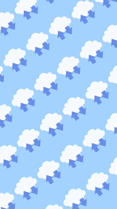 Seamless pattern of white clouds with blue upload and download arrows Video stock 333299762