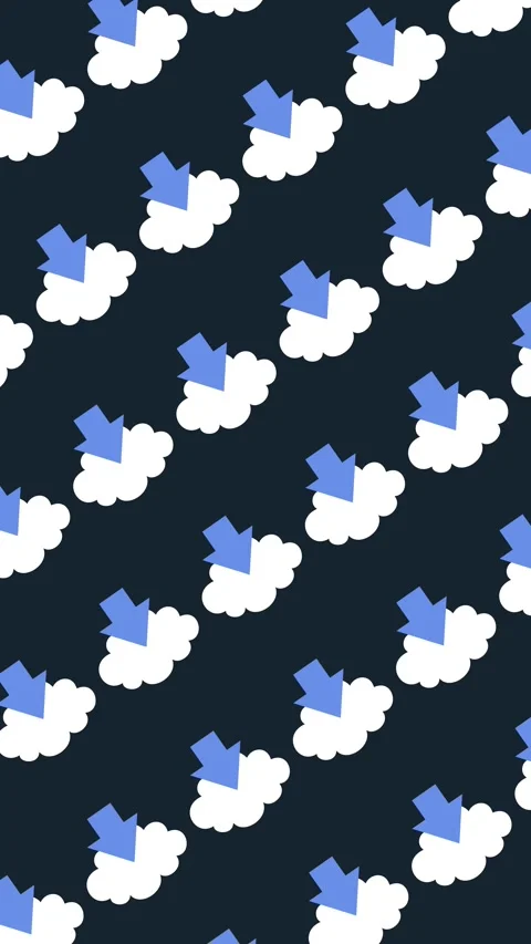 Seamless pattern of white clouds with blue download arrows background Stock Footage 333326338