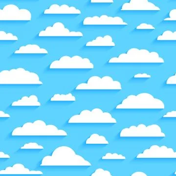 Seamless pattern with white clouds on blue background vector イラスト素材
