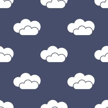 Seamless pattern with white clouds on blue background. Online storage server  イラスト素材