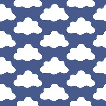 Seamless Pattern of White Clouds on Blue Background. Concept of Weather イラスト素材