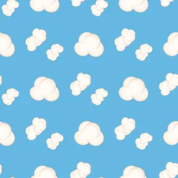 Seamless Pattern with White Clouds Isolated Vector イラスト素材