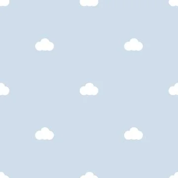 Seamless pattern with white clouds on lilac sky. Vector kids background イラスト素材