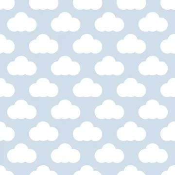 Seamless pattern with white clouds on sky. Kids print. Vector backdrop 스톡 일러스트