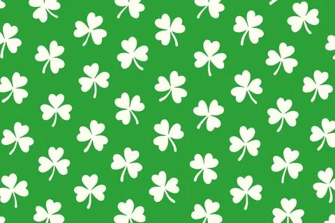Seamless Pattern of White Clovers on Green Background Stock Illustration