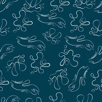 Seamless pattern of white contour water splashes Stock Illustration