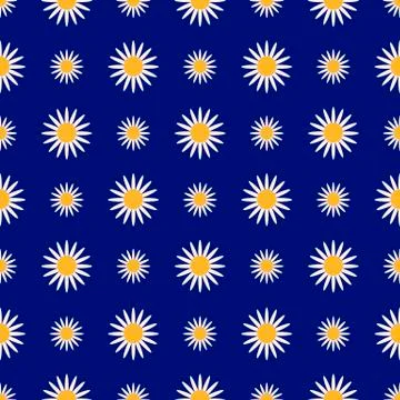 Seamless pattern. White daisies on blue background Stock Illustration