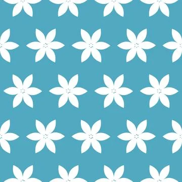 Seamless pattern of white daisies on a blue background. Field flower petals Stock Illustration