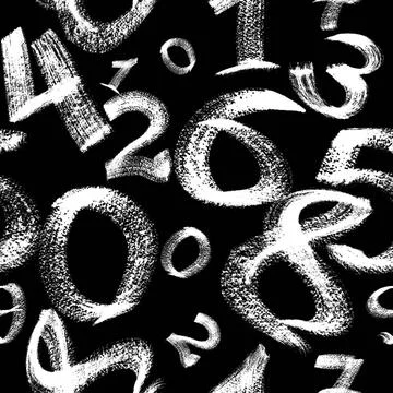 Seamless pattern - White digits Seamless pattern - White digits over the b... 스톡 사진
