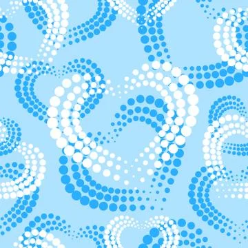 Seamless pattern with white dotted hearts on a blue background. St.Valentine' Stock Photos