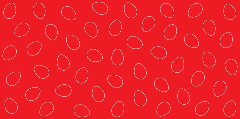 Seamless pattern of white Easter eggs outlines on vibrant red background Stock Illustration