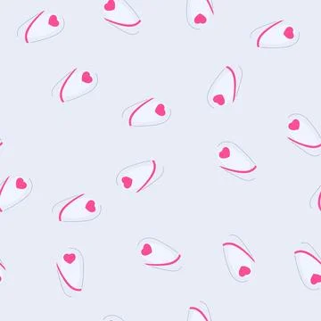 Seamless pattern white false nail with pink heart stripe design Illustrazione stock