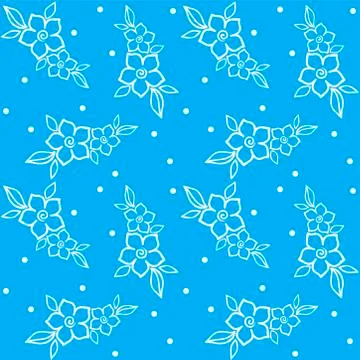 Seamless pattern with white flowers and dots on a blue background. Stock Illustration