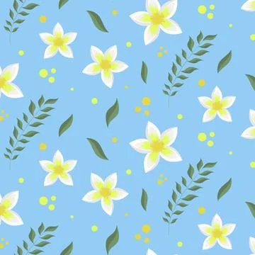 Seamless pattern with white flowers and leaves Stock Illustration