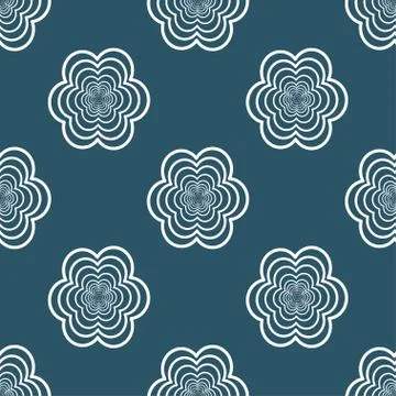 Seamless pattern with white flowers on a blue background Stock Illustration