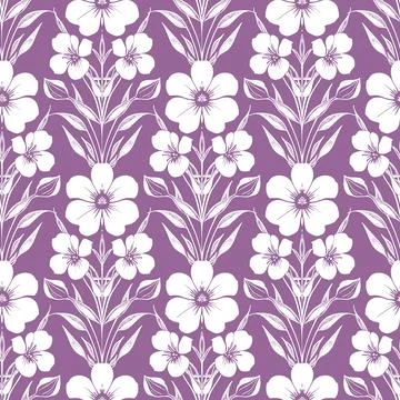 Seamless pattern of white flowers on a purple background, texture, background Stock Illustration
